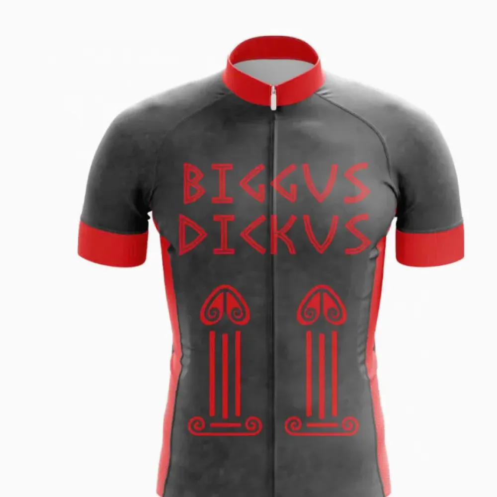 Biggus Dickus Cycling Jersey Kinetico Design Red/White/Grey