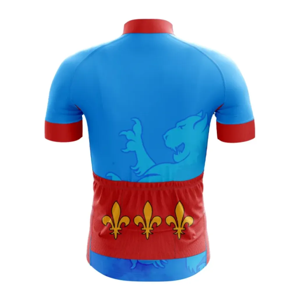 Lyon Pro Cycling Jersey Luxury Gold Lions Design Blue/Red