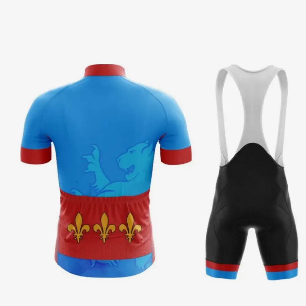 Lyon Pro Cycling Jersey Luxury Gold Lions Design Blue/Red