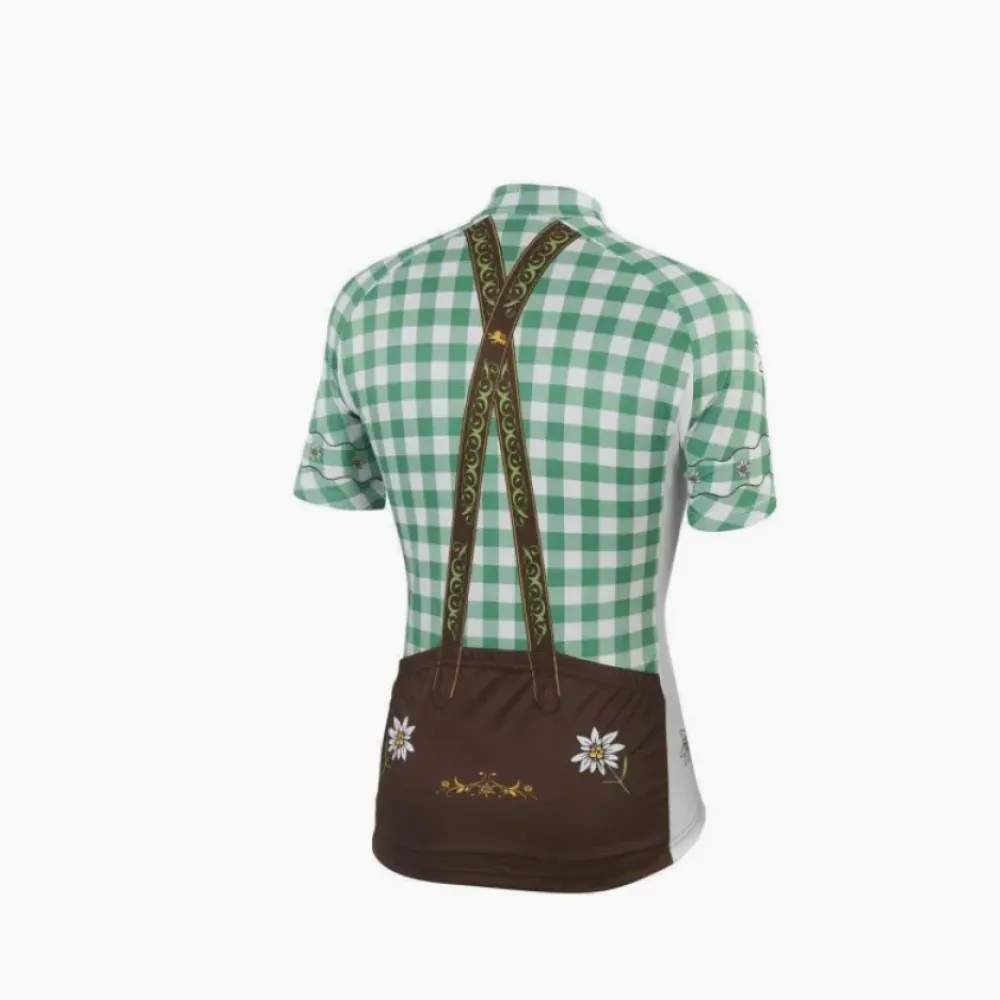 Bavarian Style Green/White/Brown Cycling Jersey & Shorts Set