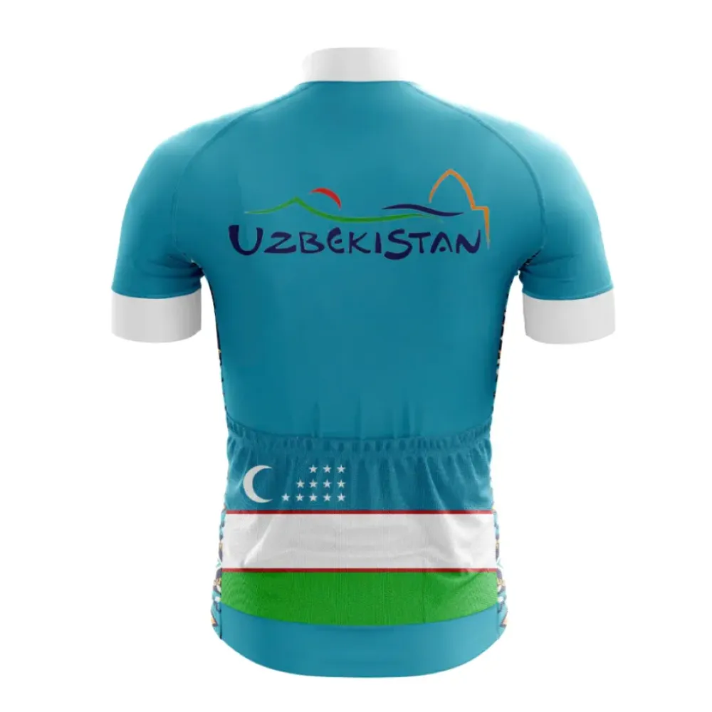 Uzbekistan Cycling Jersey, Turquoise/Green/White