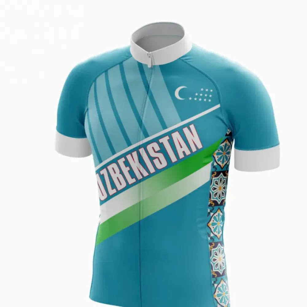 Uzbekistan Cycling Jersey, Turquoise/Green/White