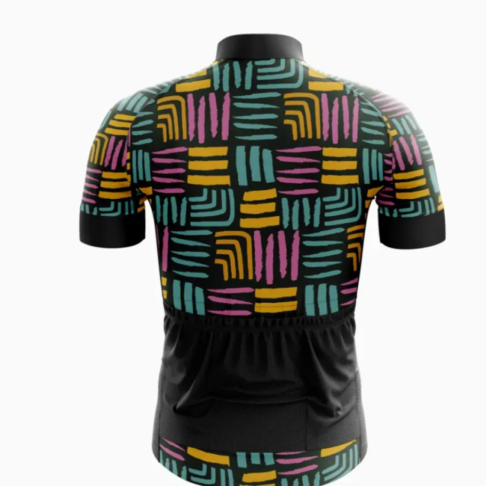 Dynamic Stripes Cycling Jersey Black/Gold/Pink