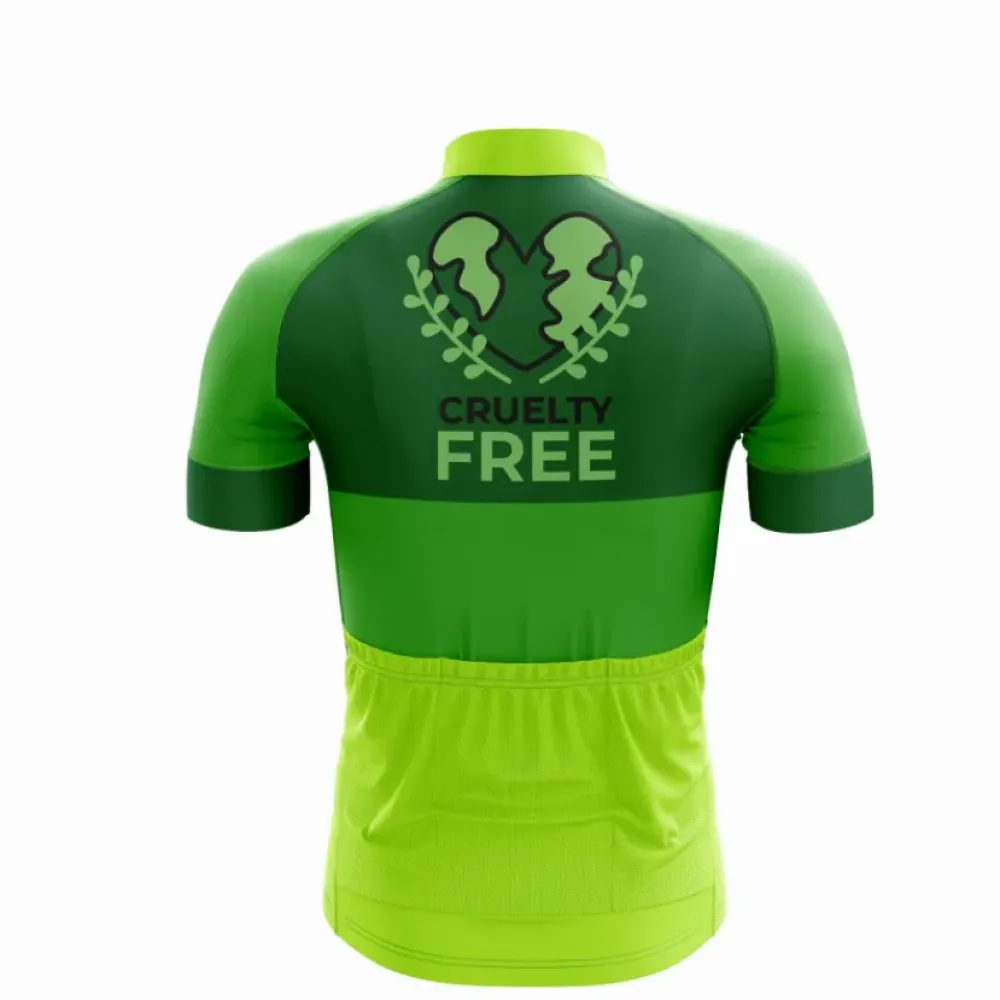 Vegan Cruelty Free Cycling Jersey Green/Lime/Black