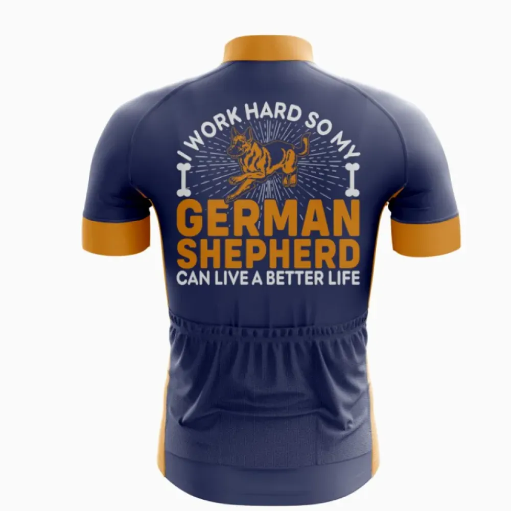 German Shepherd Cycling Jersey Navy/Gold/White