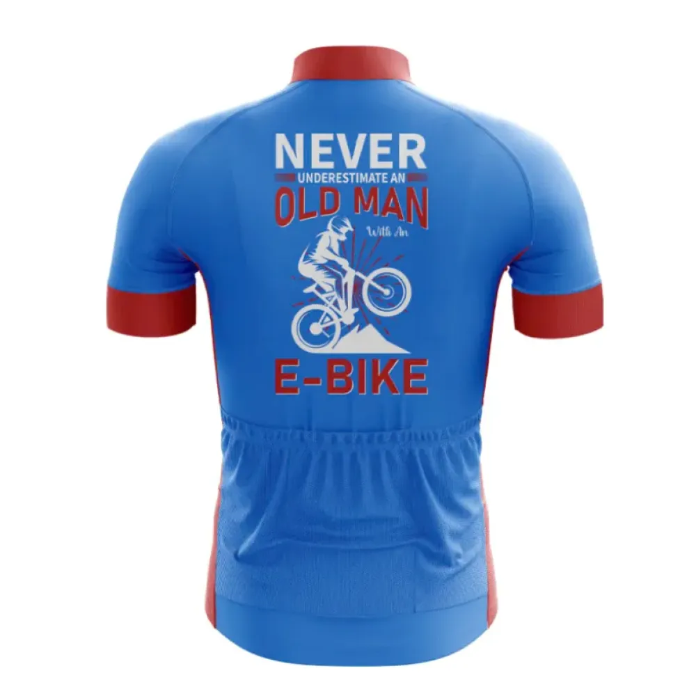 Old Man E-Bike Cycling Jersey Blue/Red