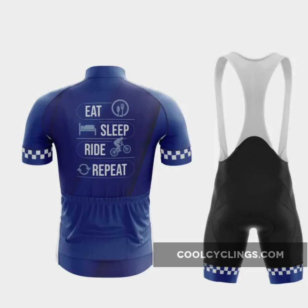 Eat, Sleep, Ride, Repeat Cycling Kit (Men's) Blue/White/Black