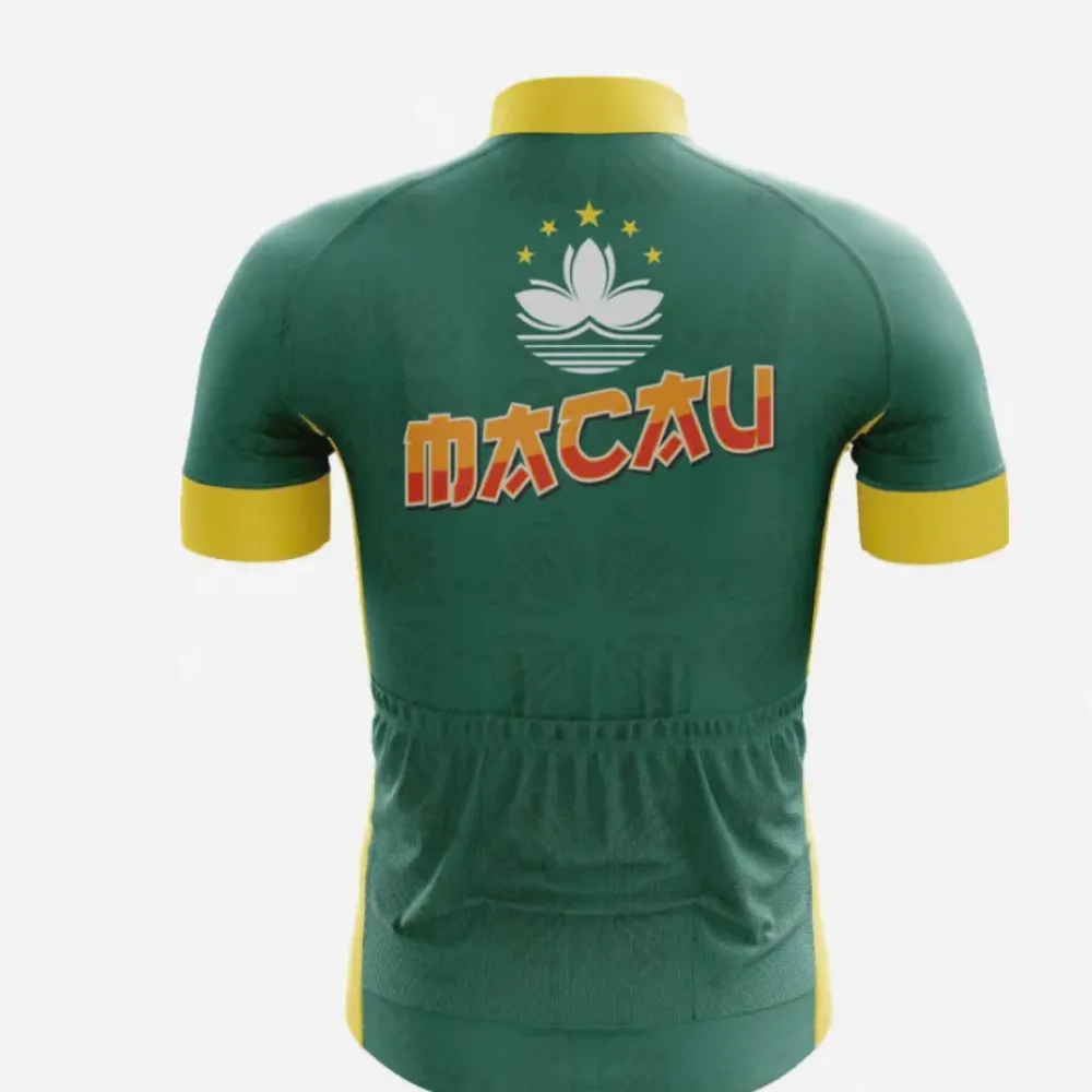 Macau Cycling Jersey Lotus Pattern Green/Yellow