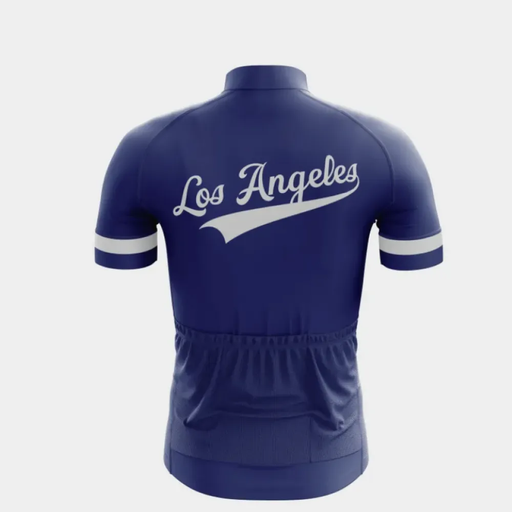 Los Angeles Cycling Jersey Blue Mesh Short Sleeve