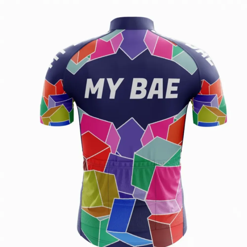 My Bae Retro Cycling Jersey Colorful Geometric
