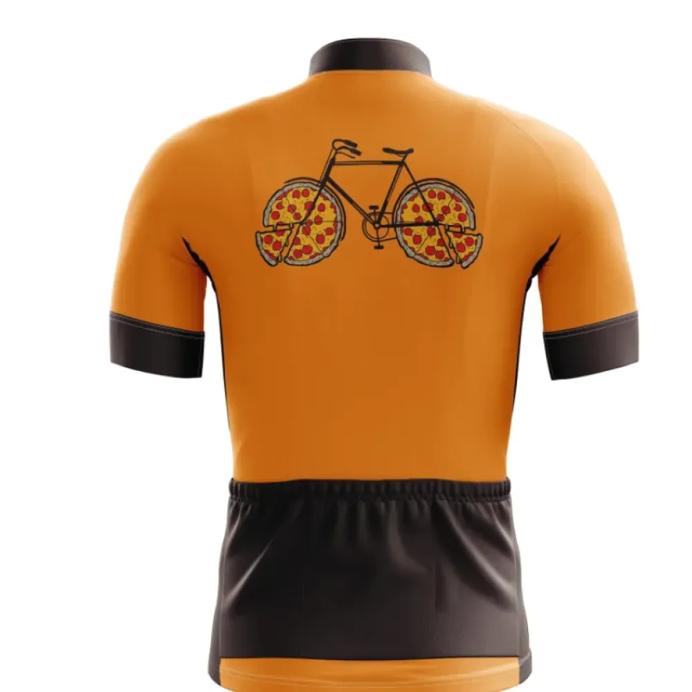 Pizza-Inspired Cycling Jersey, Orange/Black/White