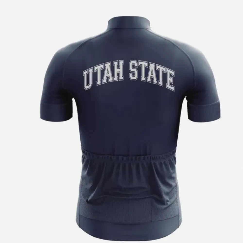 Utah State Cycling Jersey Zipper Navy/White