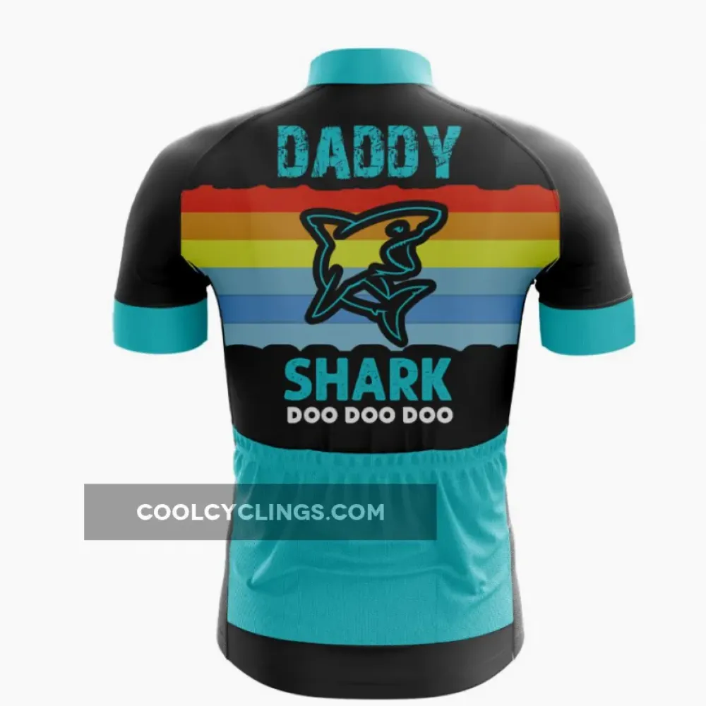 Daddy Shark Cycling Jersey Black/Teal/Rainbow