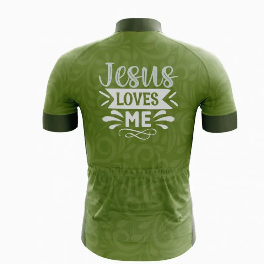 Jesus Loves Me Men's Cycling Jersey Olive/Black