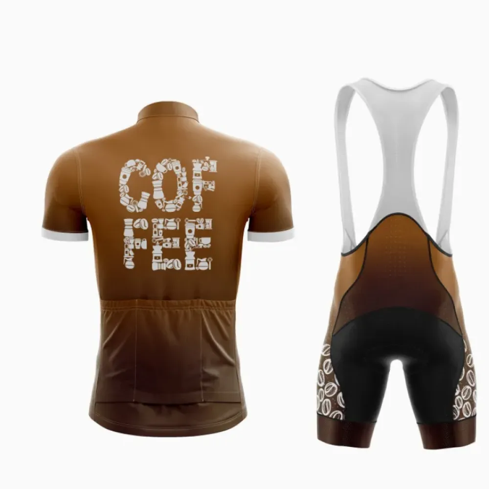 Bold Coffee Art Road Cycling Kit - Stylish and Functional Brown/White
