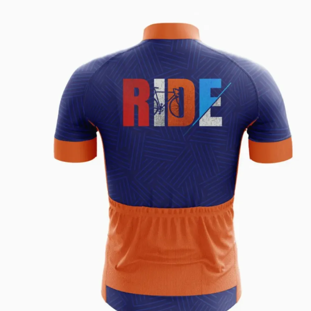 Pedal Pursuit Ride Cycling Jersey Navy/Orange