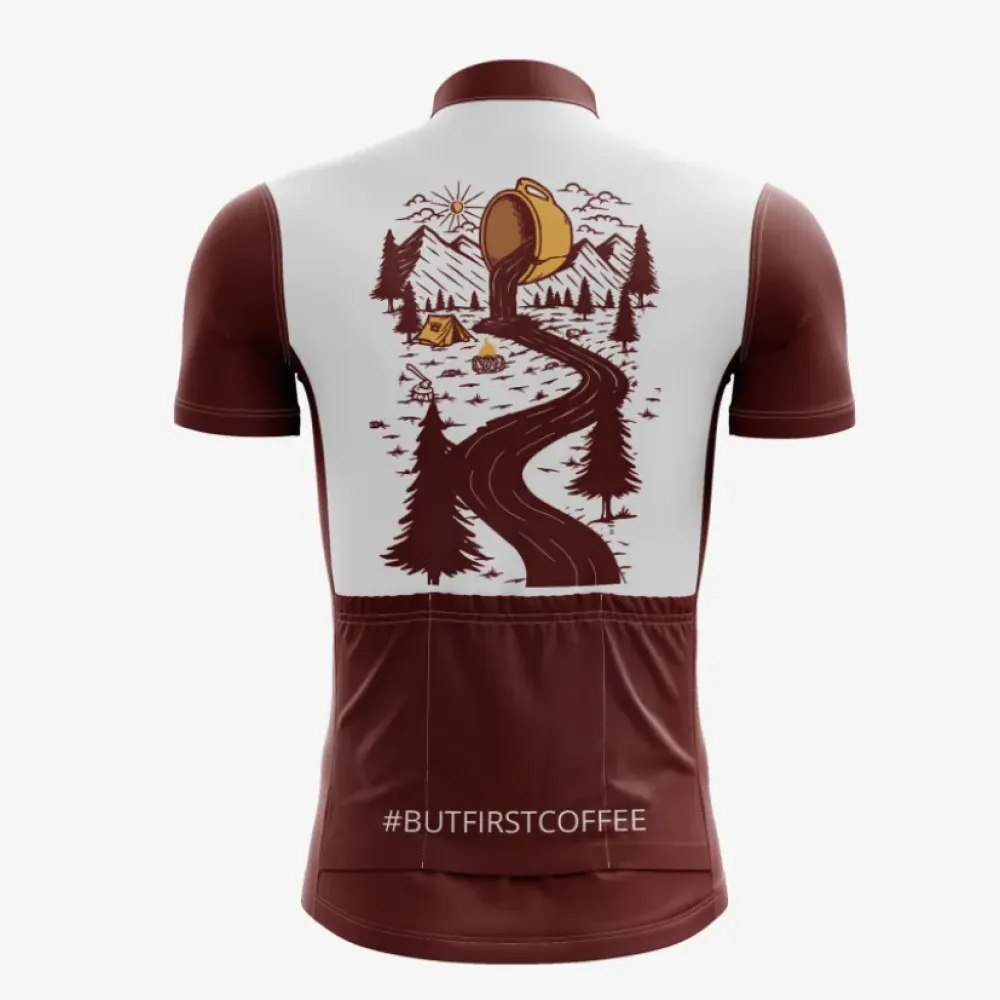 Coffee River Cycling Jersey  Adventure White/Burgundy/Gold