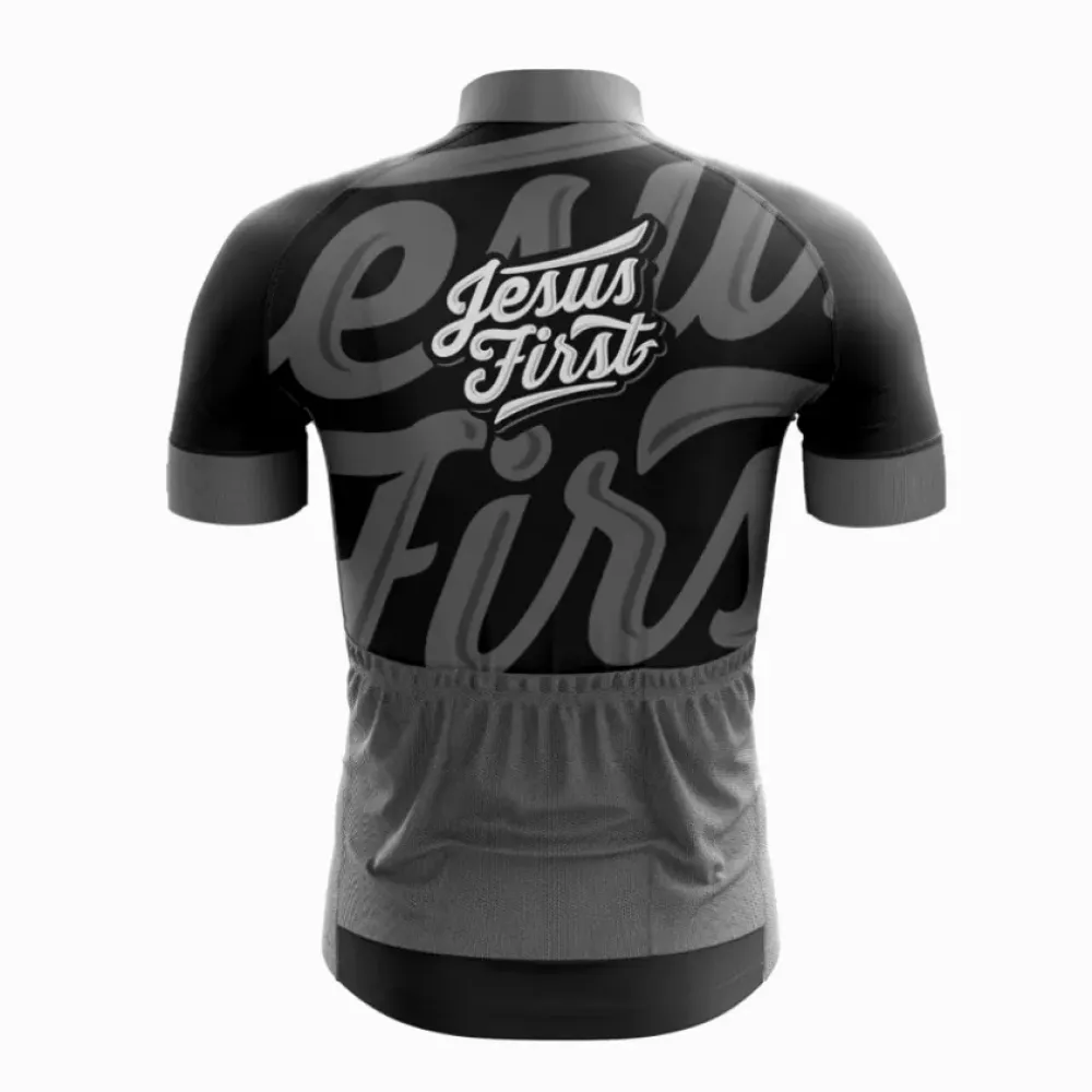 Jesus First Road Cycling Jersey Bold Design Black/Pink/White