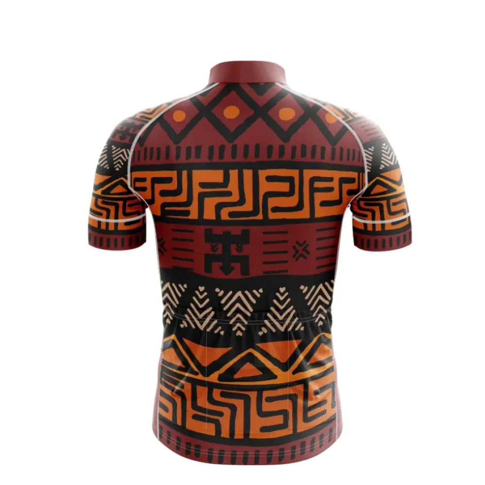 Bold African Tribal Cycling Short Sleeve Top Brown/Orange/Black