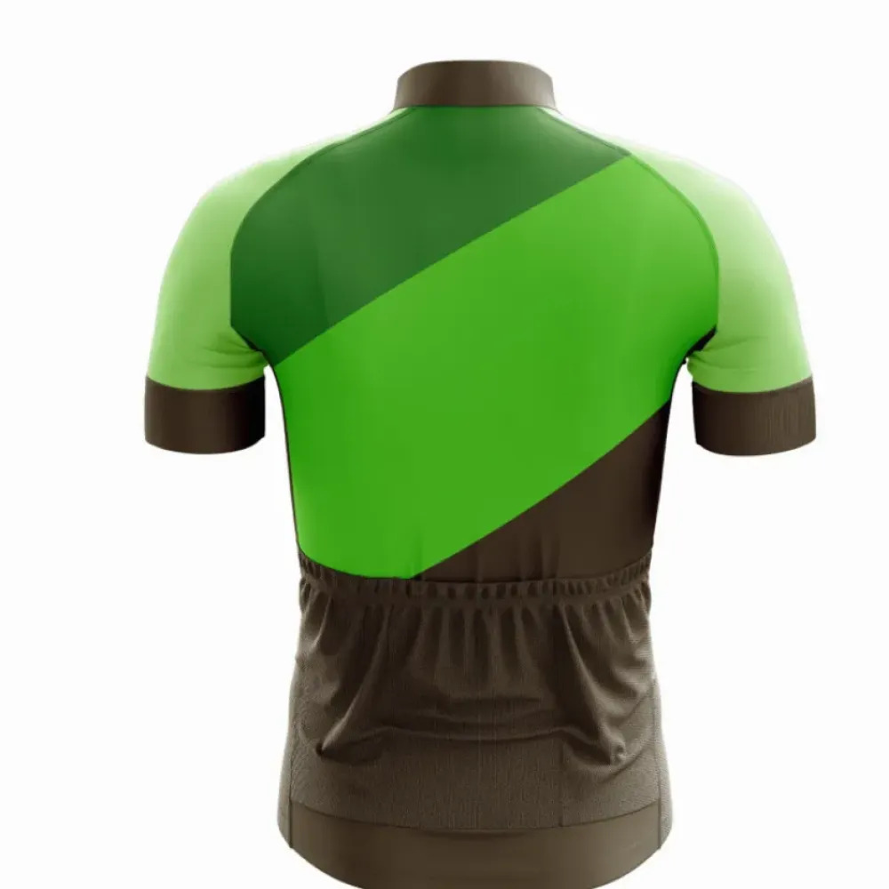 Vegan Road Cyclist Jersey Eco-Friendly Breathable Green/Brown