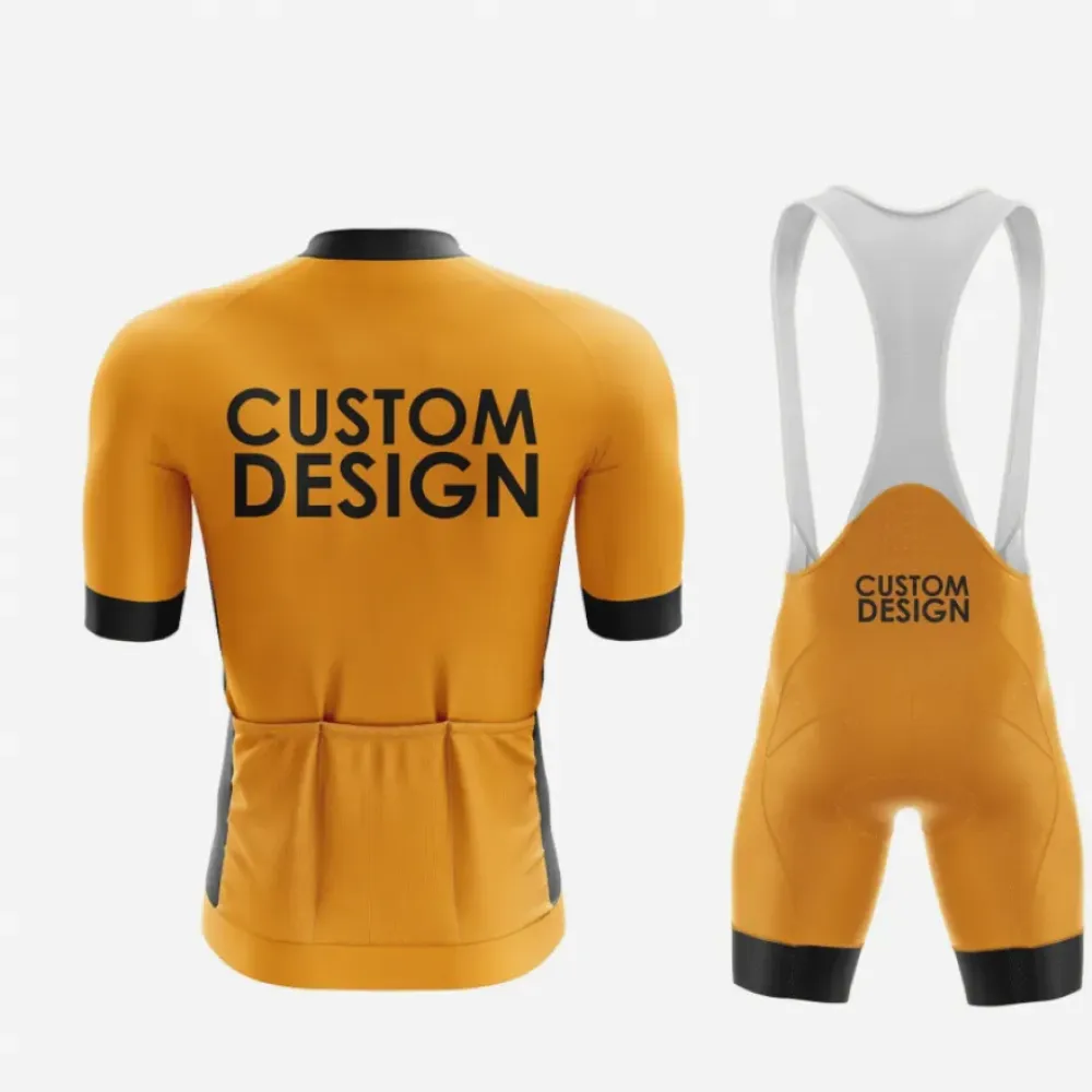 Custom Aero Cycling Jersey & Bib Shorts Kit Yellow/White/Black