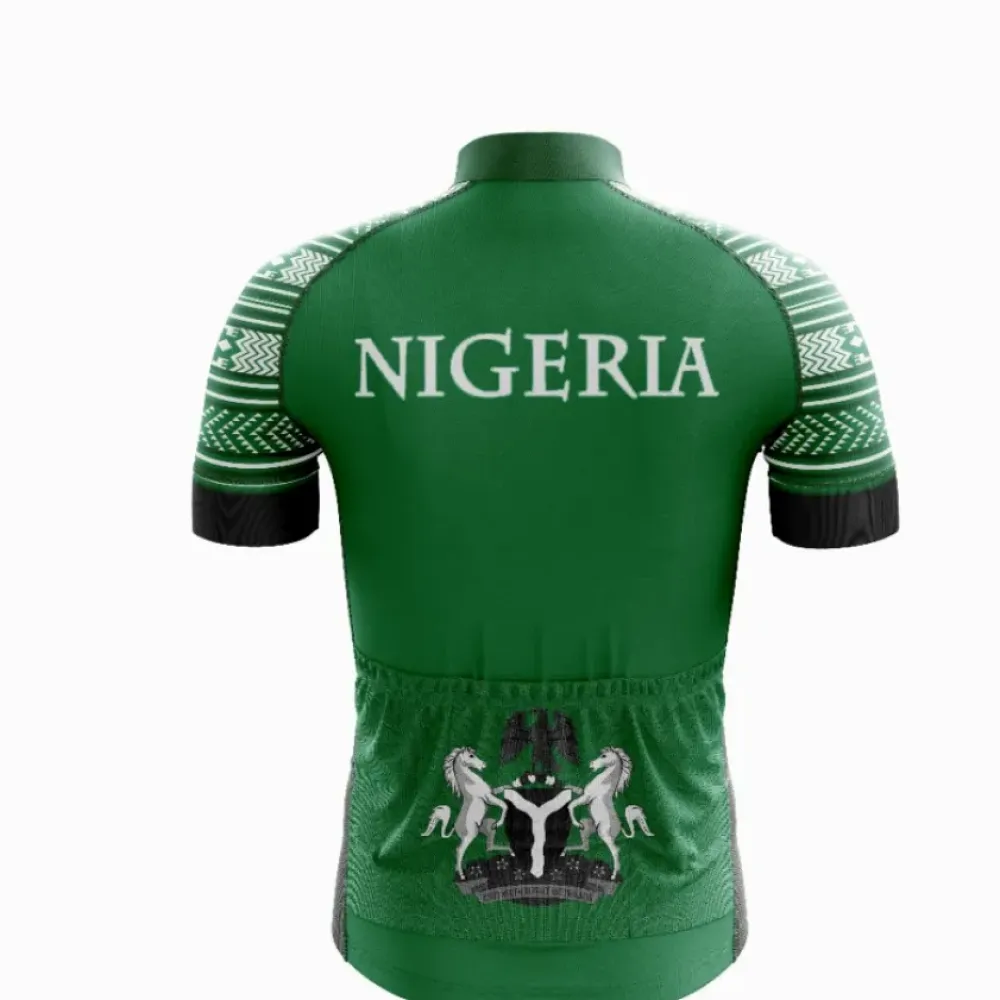 Nigeria Cycling Jersey Emblem & Motto Green/White/Black