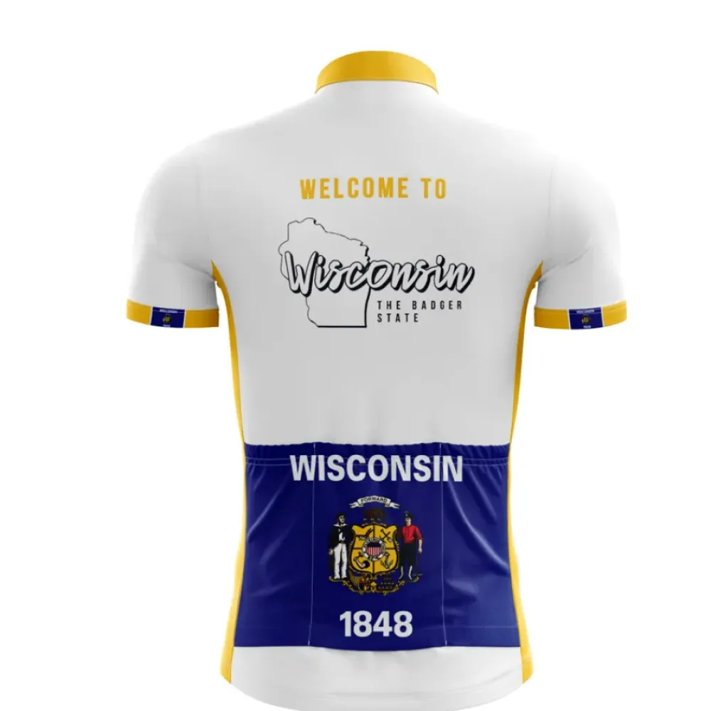Wisconsin Badger State Cycling Jersey White/Yellow/Blue