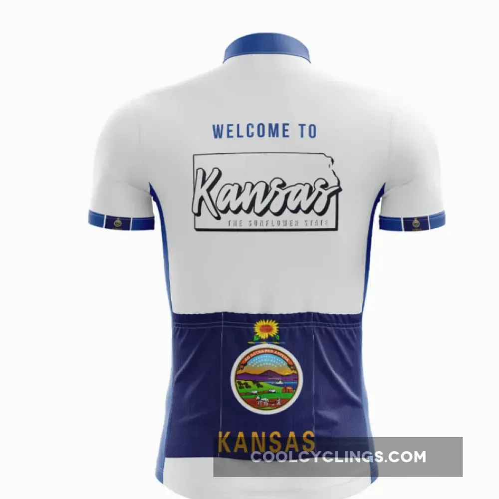 Kansas Cycling Jersey - White/Blue/Gold
