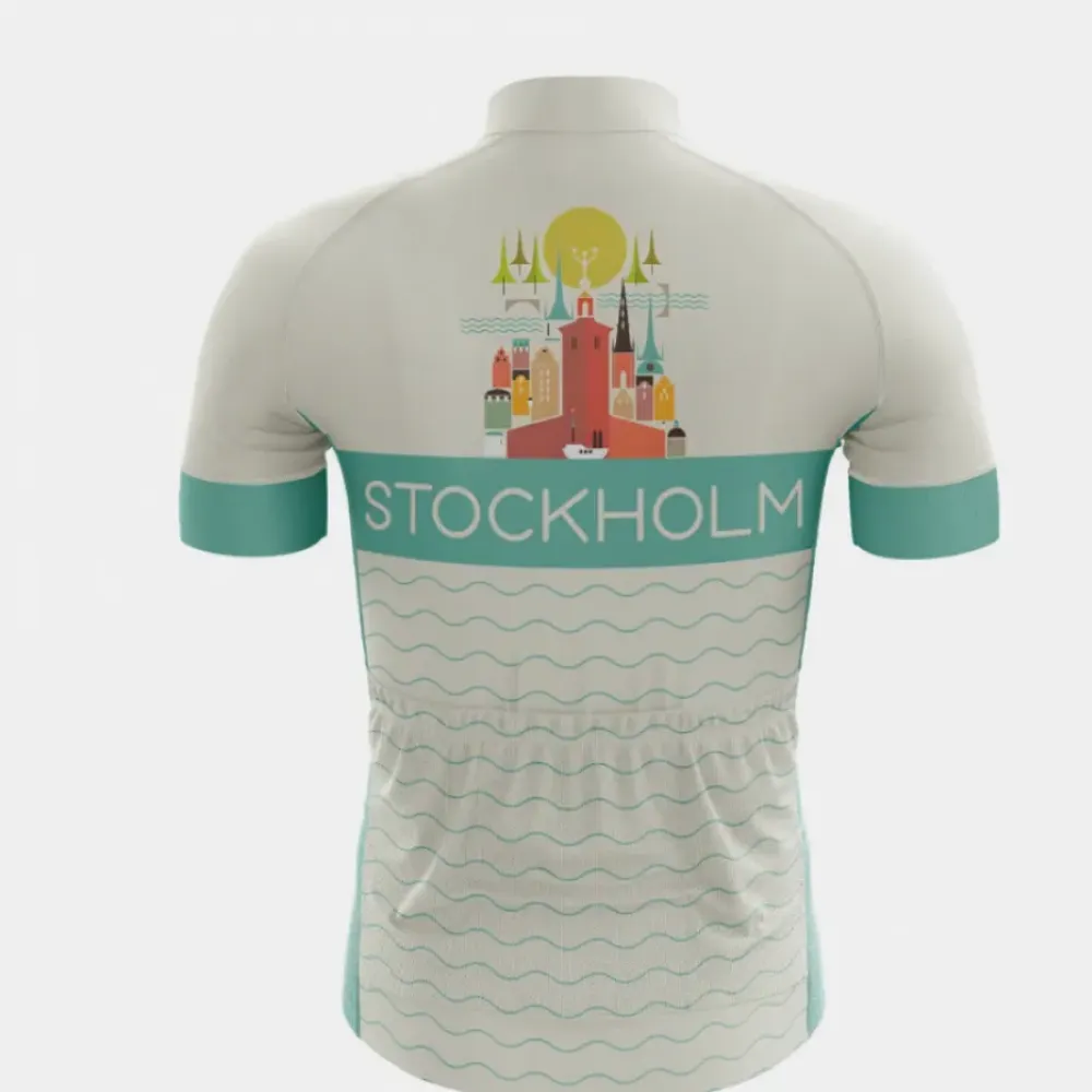 Stockholm Cycling Jersey Teal/White/Cream