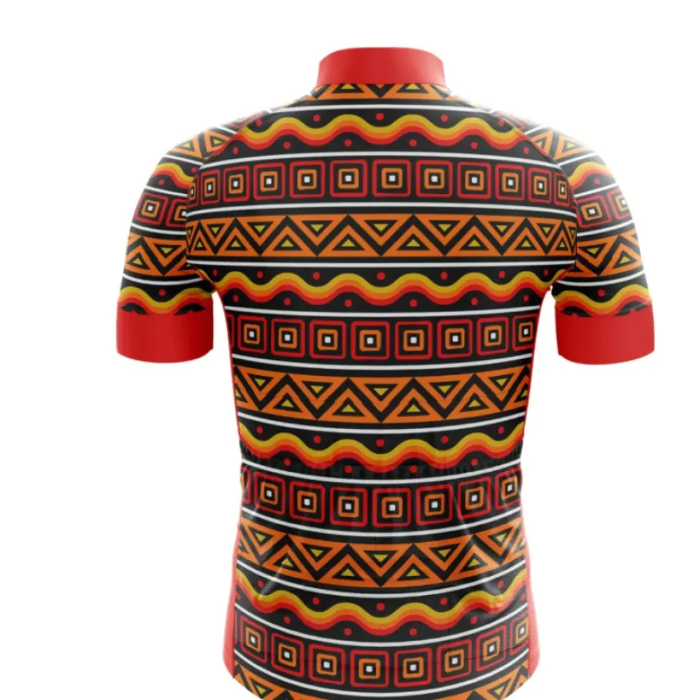 Bold Tribal Patterns Cycling Jersey Red/Black/Gold