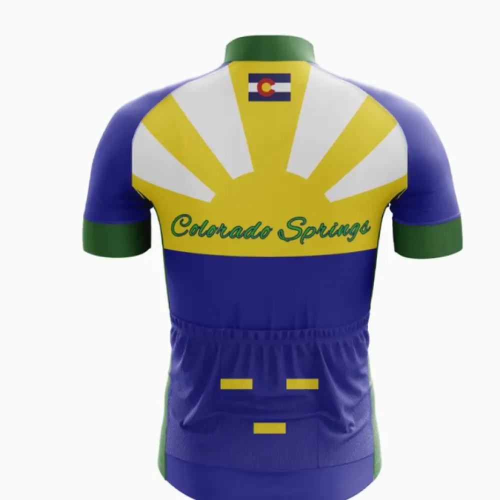 Colorado Springs Zip-Tech Cycling Jersey Blue/Gold/White