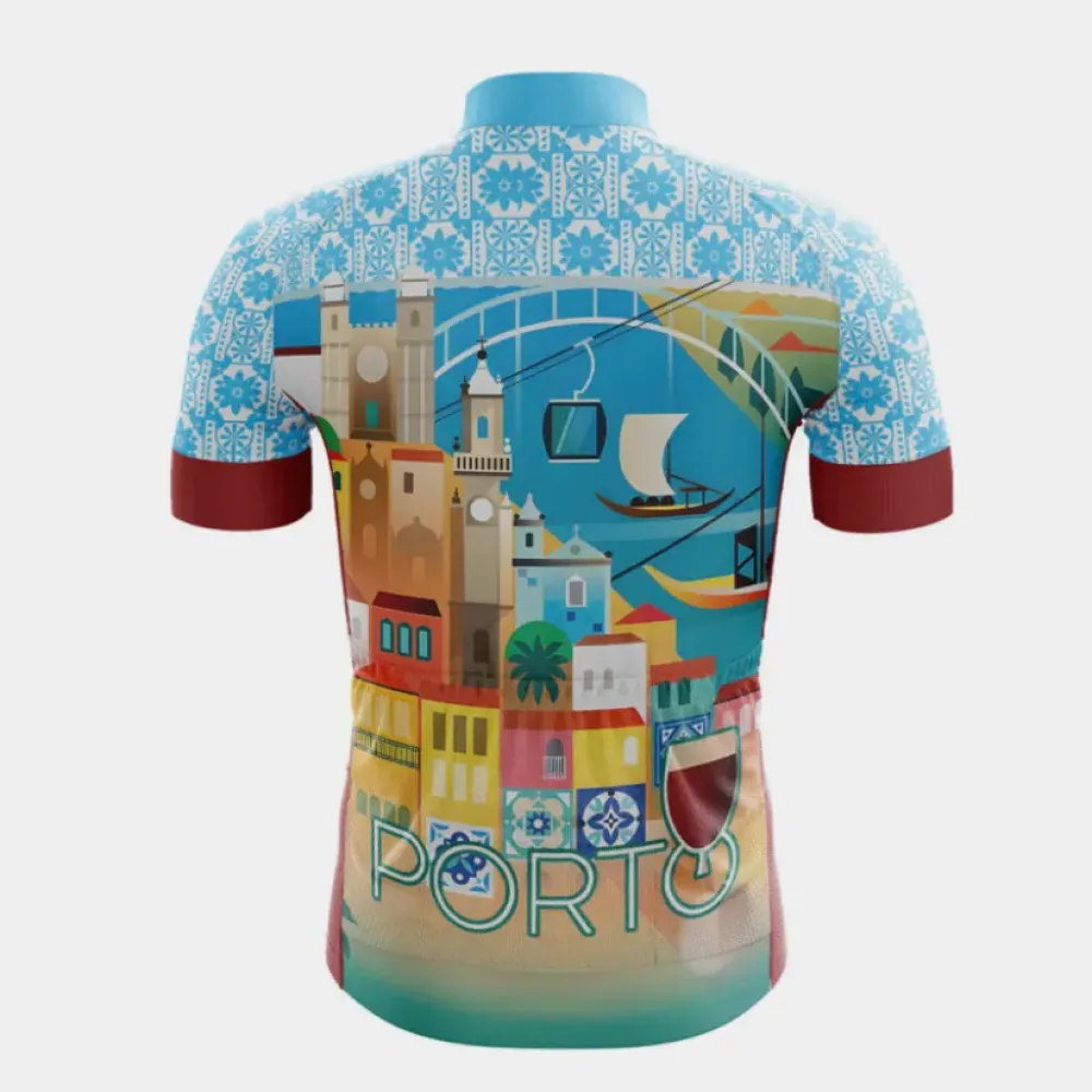 Porto Vibrant Cycling Jersey Cityscape Blue/Green/Pink