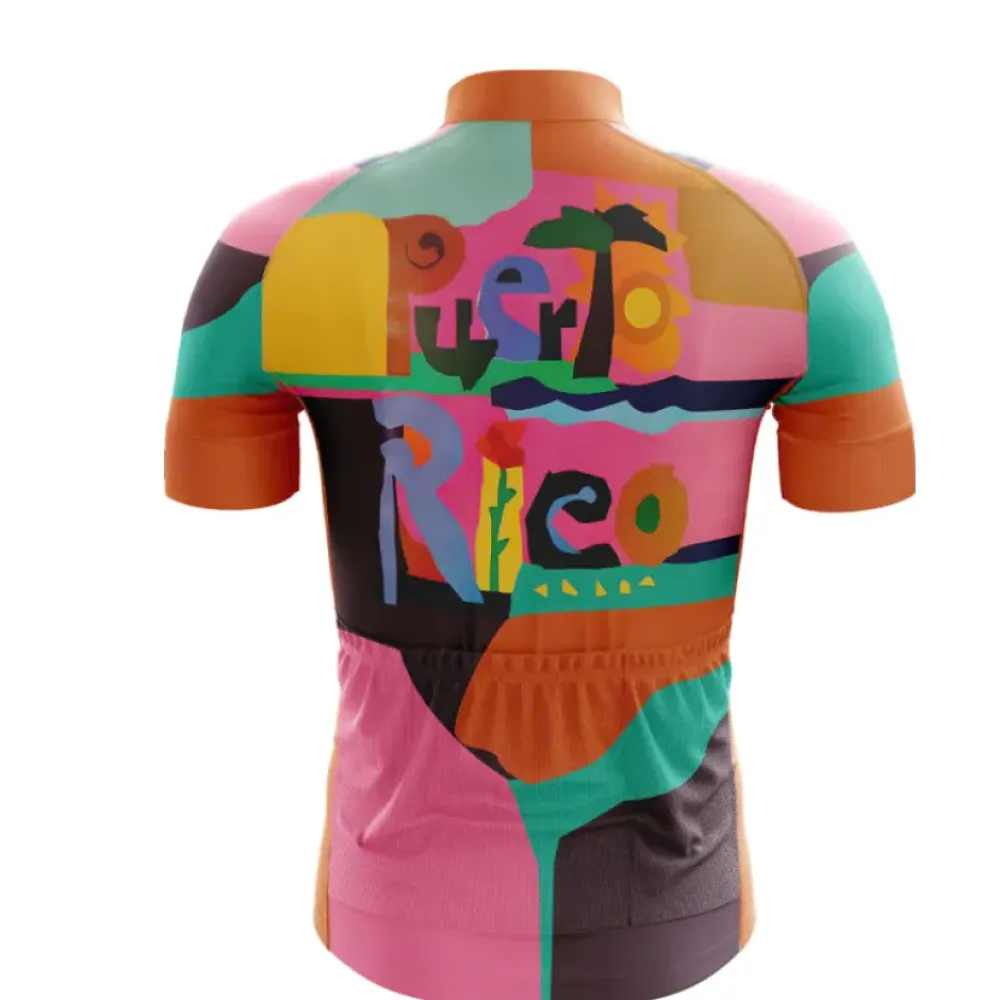 Puerto Rico Cycling Jersey Vibrant Pink/Green/Brown
