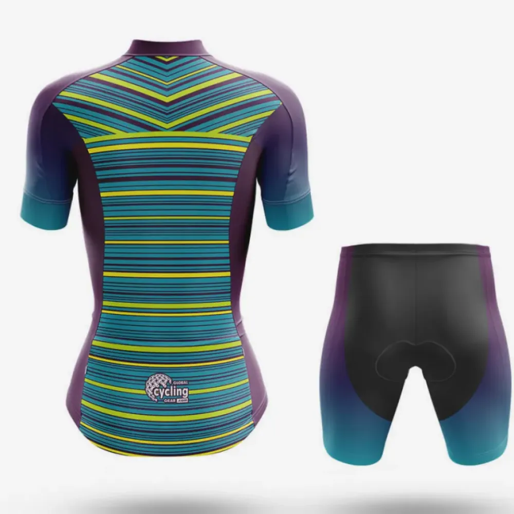 Cycling Shorts Colorful Stripes Purple/Teal/Black