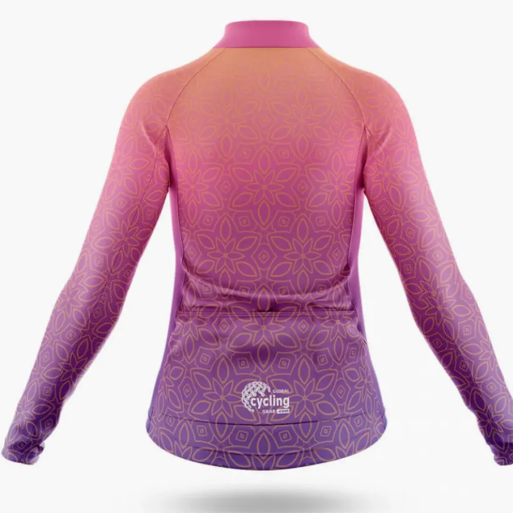 Gradient Women's Cycling Jersey Floral Pattern Pink/Gold/Lavender