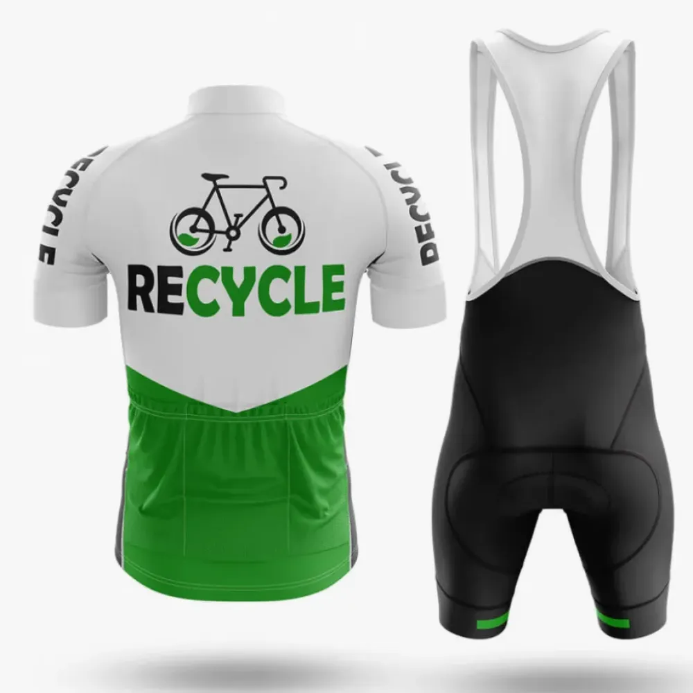 Cycling Gear Recycle Bibs White/Black/Green