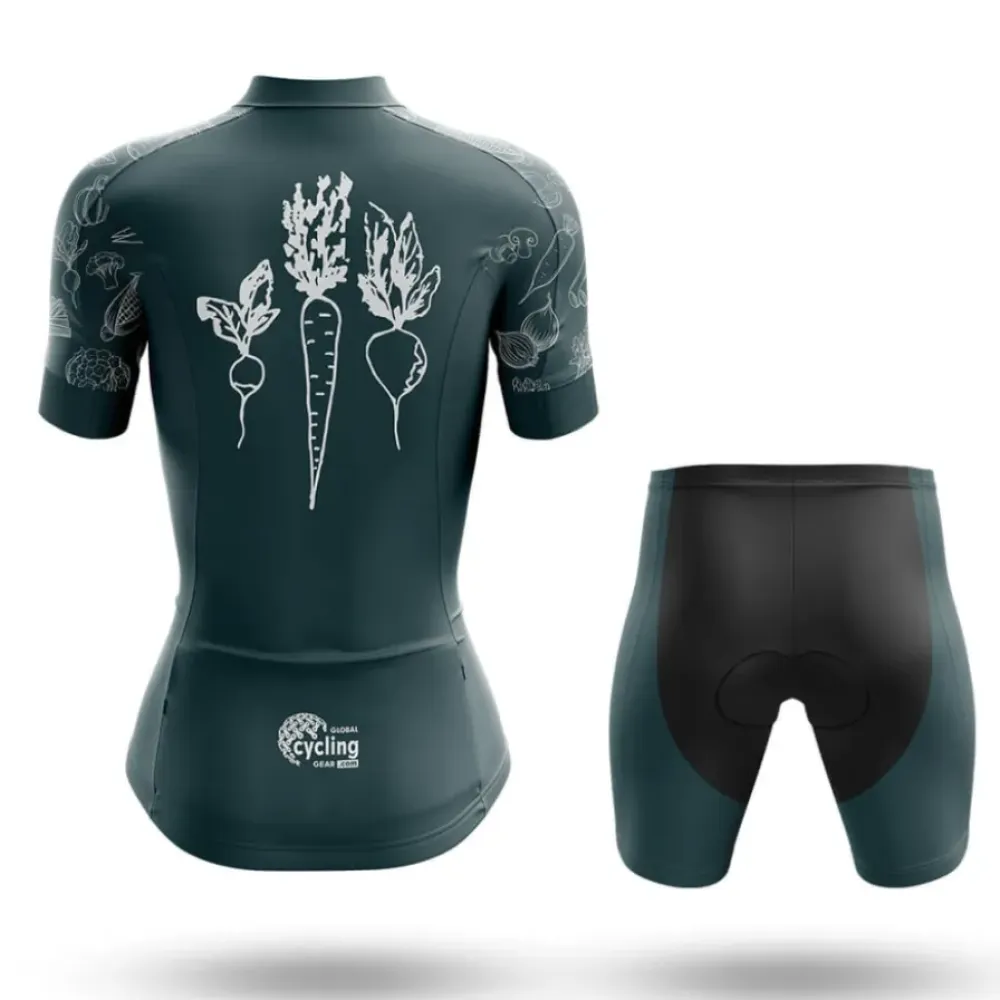 Fresh Veggies Women's Long Sleeve Cycling Jersey Black/White/Green