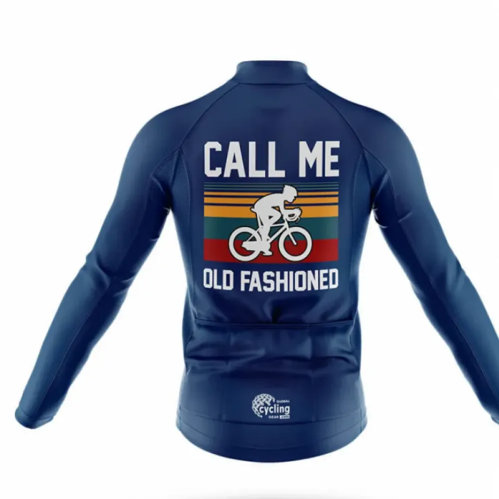 Old Fashioned Navy Long Sleeve Cycling Jersey Ver.2