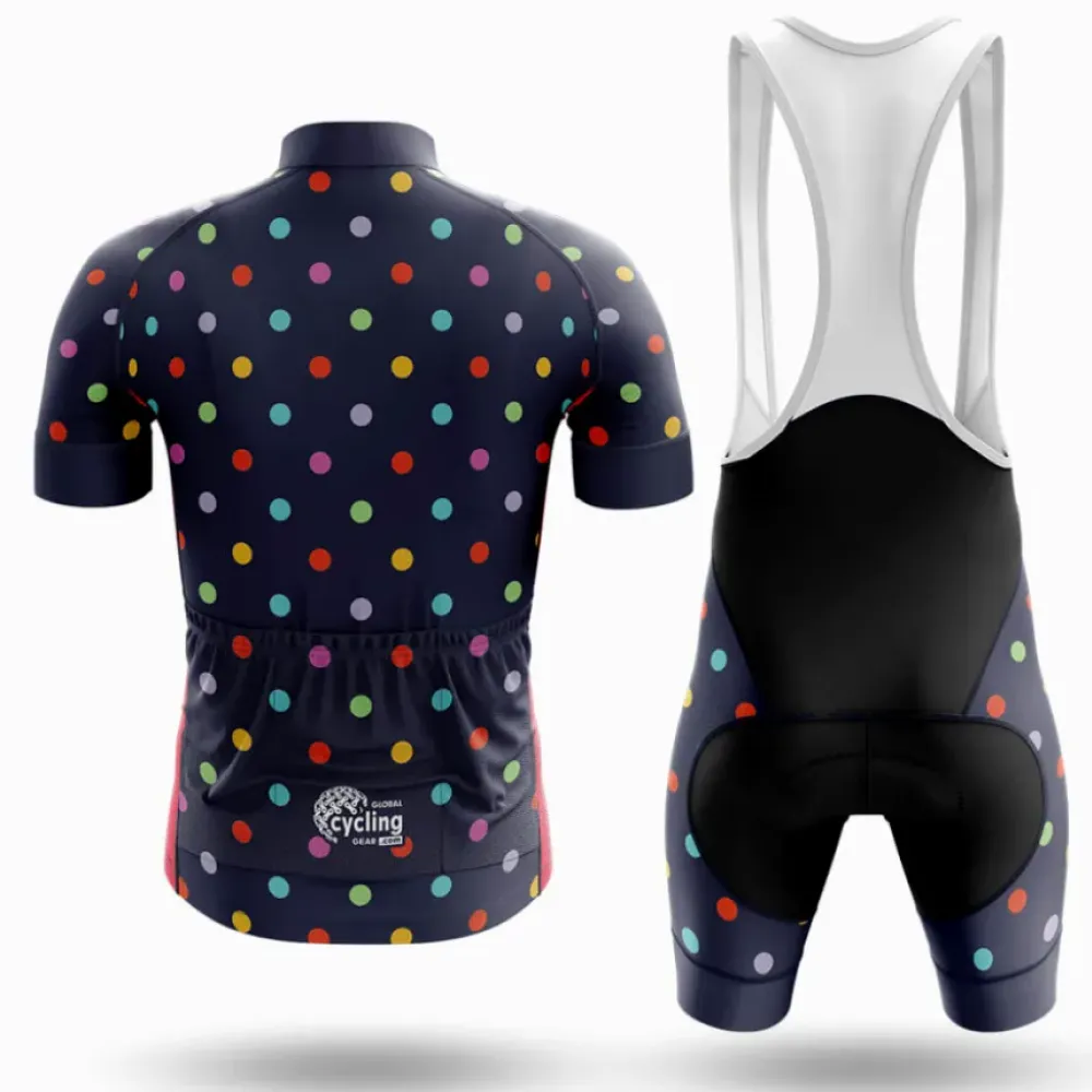 Polka Dot Cycling Jersey Colorful Dots Navy/Red/Green