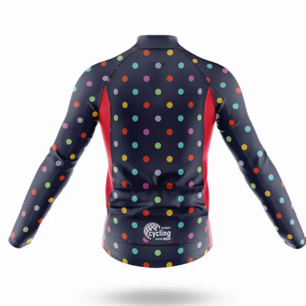 Polka Dot Cycling Jersey Colorful Dots Navy/Red/Green