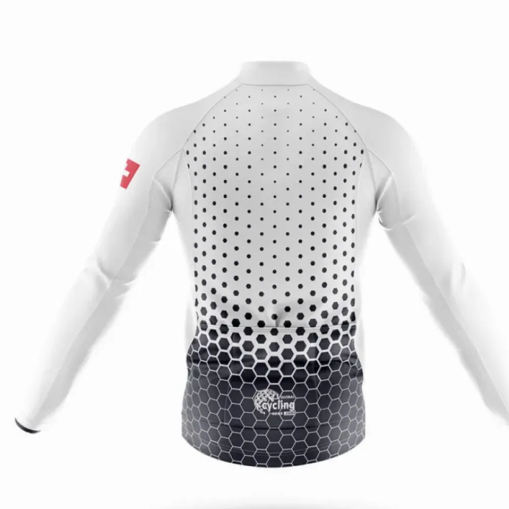 Switzerland S15 Cycling Jersey Hexagon Pattern White/Red/Navy