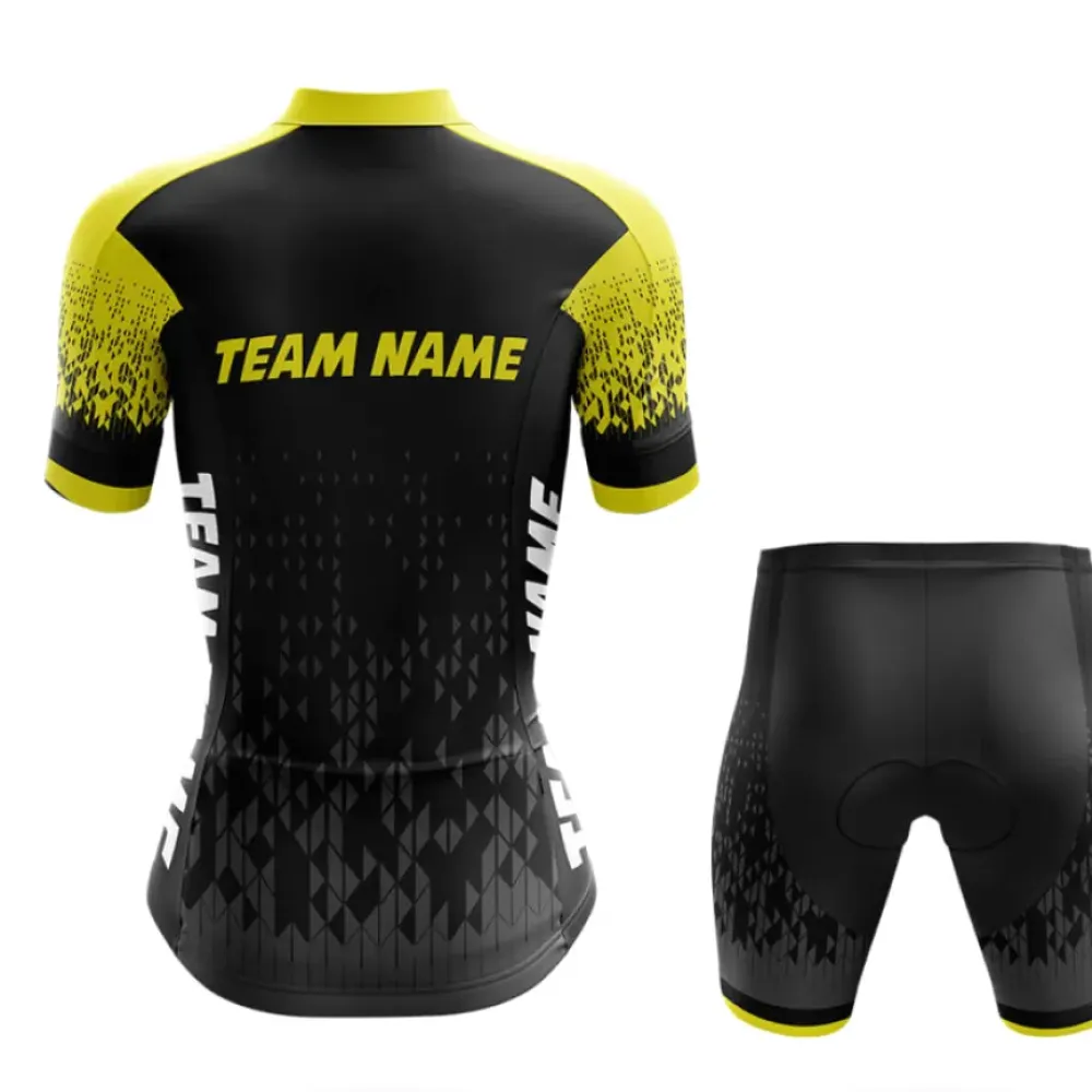 Custom Team Name M16 Long Sleeve Cycling Jersey Yellow/Black/White