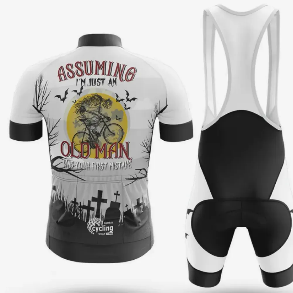 Assuming Old Man Cycling Jersey White/Black/Grey
