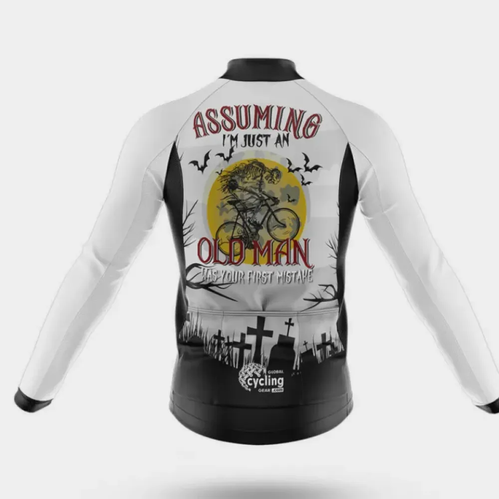Assuming Old Man Cycling Jersey White/Black/Grey