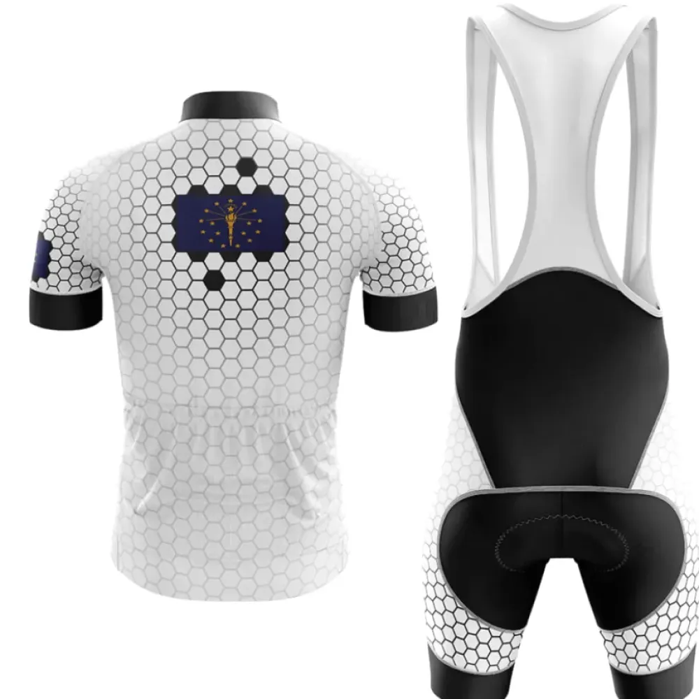 Indiana V7 Cycling Bibs Hexagon Pattern Black/White/Gold