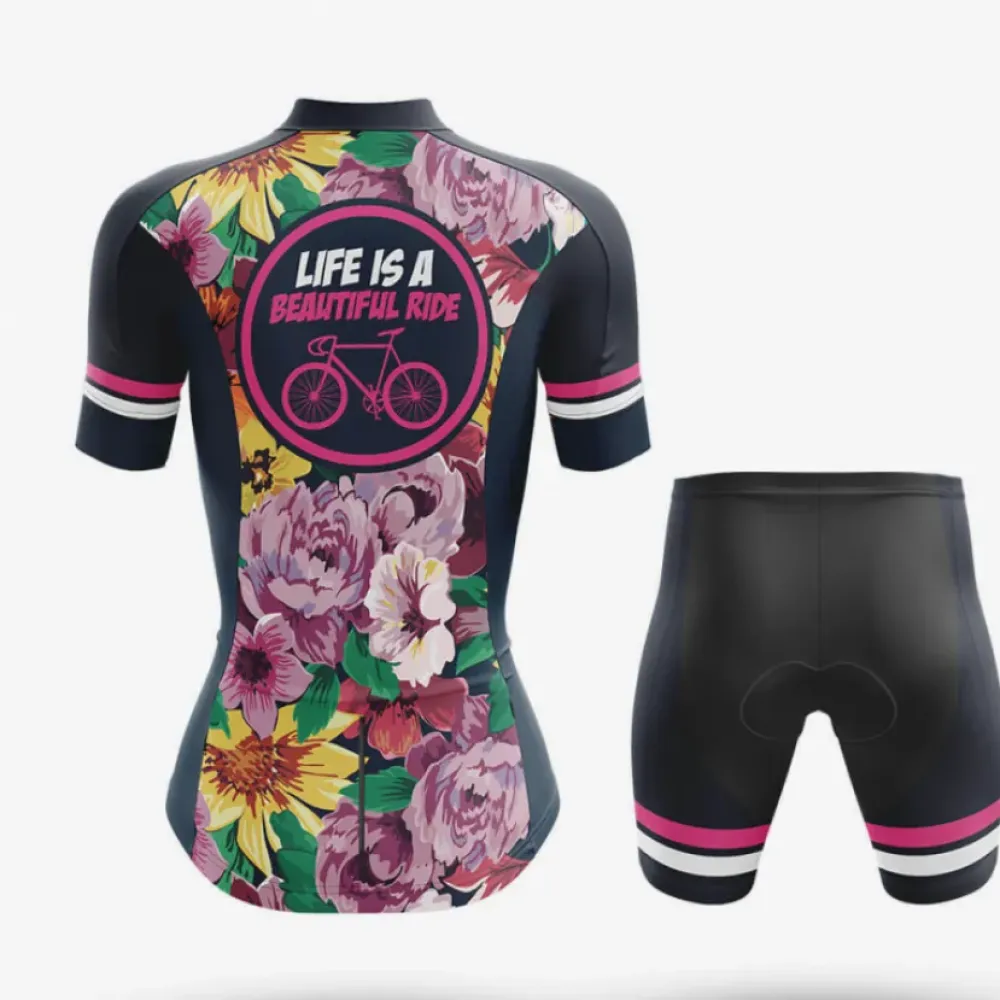 Cycling Jersey Beautiful Ride Navy/Pink/Green