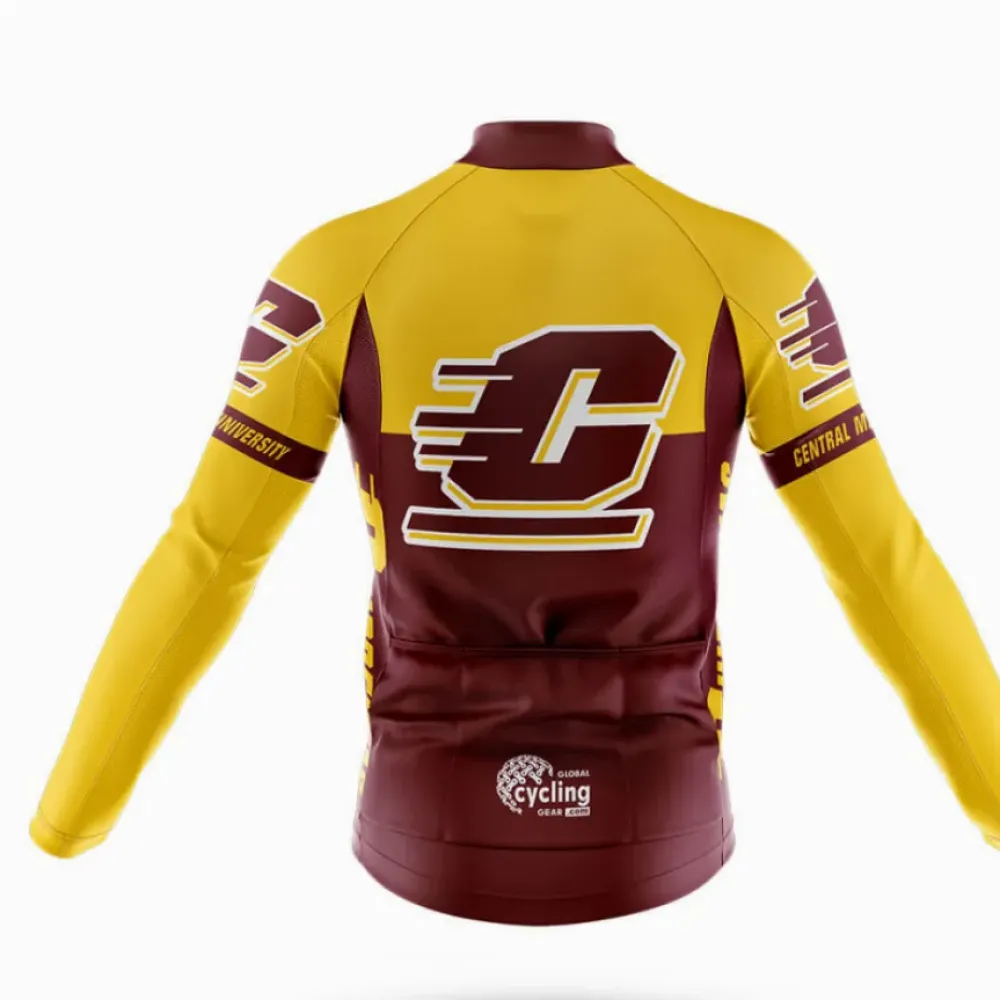 Central Michigan University Long Sleeve Cycling Jersey Maroon/Yellow/Gold