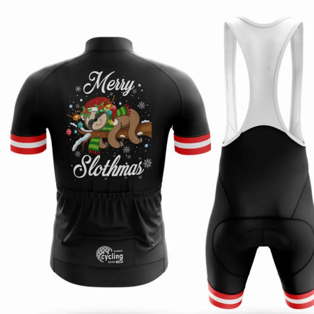 Cycling Bibs Merry Slothmas White/Black/Red