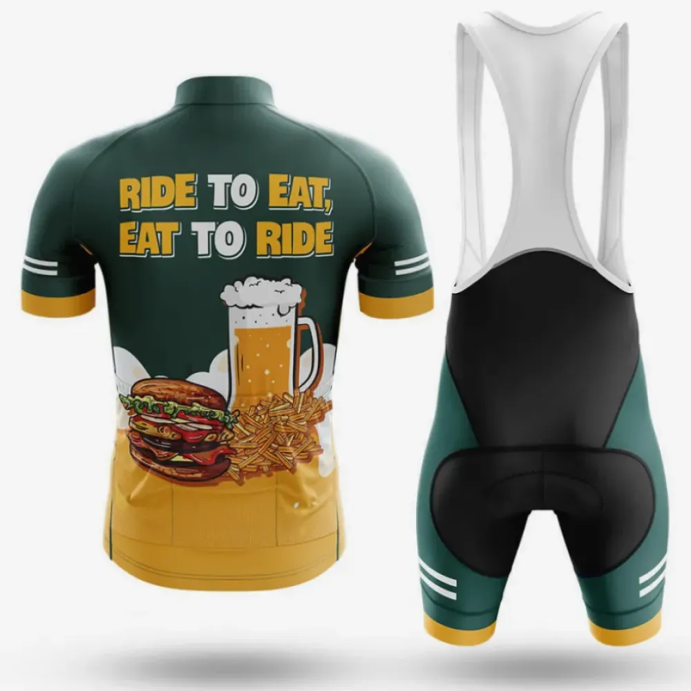 Cycling Gear Ride To Eat Comfortable Green/Yellow/White