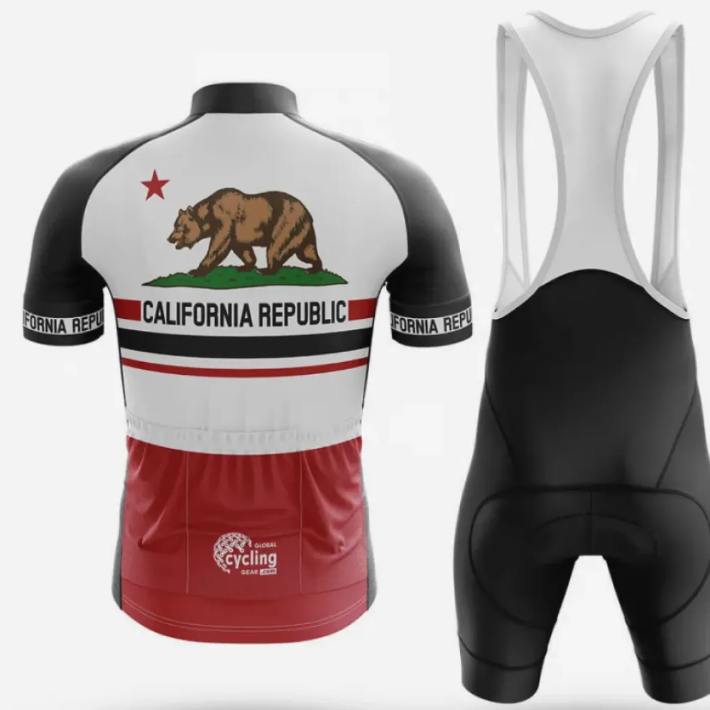California Republic V5 Long Sleeve Cycling Jersey Black/Red/White